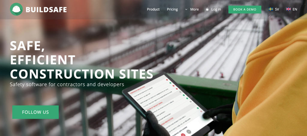 Buildsafe's website home page 